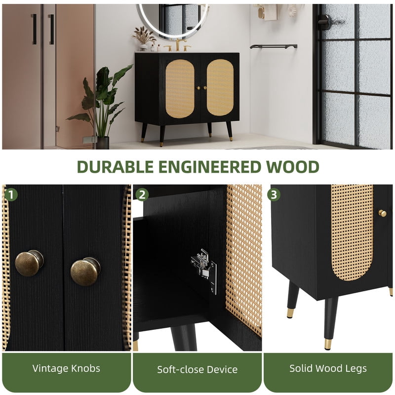 Uforic 36" Bathroom Vanity with Sink, Freestanding Wooden Cabinet Vanity with Soft-Closing Door, Black