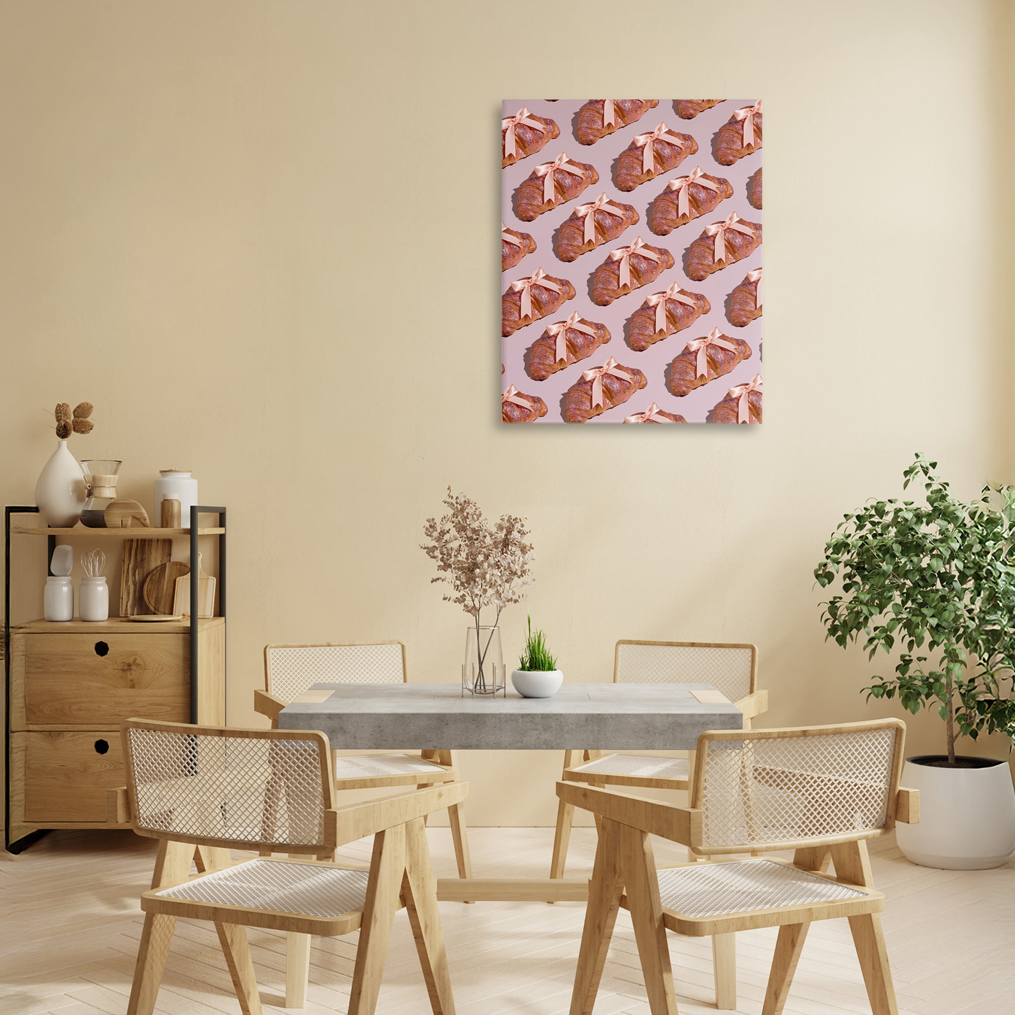 Stupell Industries Croissants with Ribbons Pattern Canvas Wall Art, design by LISH Creative