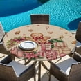 thumbnail image 6 of Beige Gingerbread Christmas Round Tablecloth, Fitted Table Cover with Elastic for 45"-54" Round Tables, Xmas Tree Gift House Star Table Cloth Outdoor Indoor Dinning Party Waterproof Tablecloths, 6 of 7