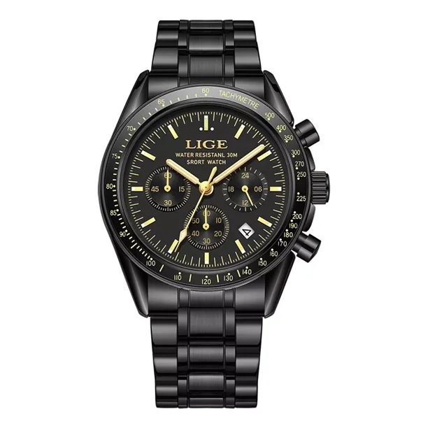Reloj Para Hombre Lige Sports LG89137F Reloj De Cuarzo Impermeable Negro