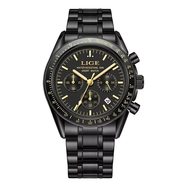 Reloj Para Hombre Lige Sports LG89137F Reloj De Cuarzo Impermeable Negro