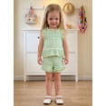 thumbnail image 3 of Loicainy Baby Toddler Girl Summer Striped Outfits 6 12 18 24 Months 2T 3T 4T Sleeveless Ruffle Tops + Shorts Set Clothes, 3 of 9