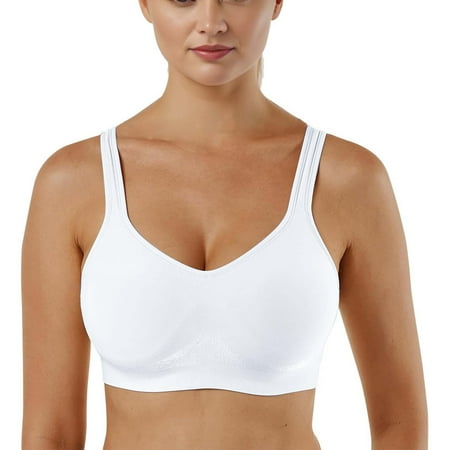 APEXFWDT Plus Size Wirefree T-Shirt Bra - Seamless Full Coverage Bra  No-Slip U-Plunge Neckline for Everyday Comfort