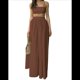 thumbnail image 1 of Conjunto de 2 Piezas para Mujer, Sin Mangas, con Tirantes, Corte A, Falda Maxi, Informal, Plisada, Estilo , Estilo Bohemio, con Bolsillo. Marrón L, 1 of 9