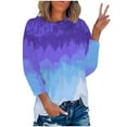 thumbnail image 2 of IROINNID Polyester Long Sleeve T Shirt for Women Leisure Summer Round Neck Print Outing Blouses Tops,Purple, 2 of 4