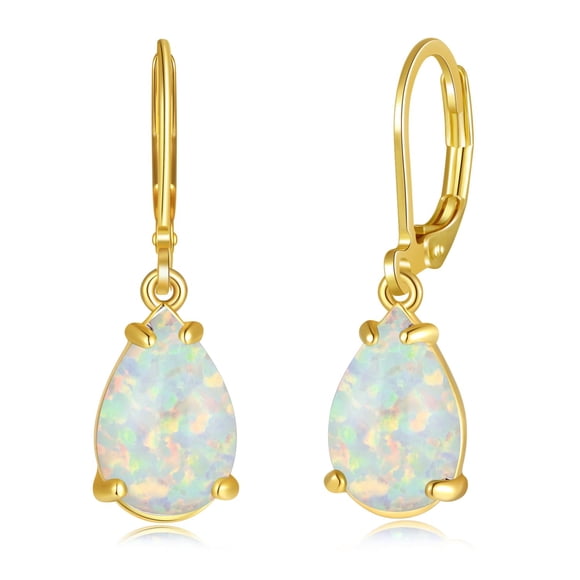Aretes CiNily Gota de Ópalo Bañados en Oro 14K Hipoalergénicos