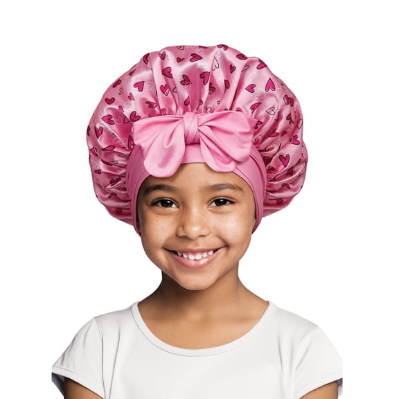 Red by Kiss Kids Satin Adjustable Tie Bonnet, Hearts