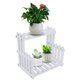 thumbnail image 4 of Organizador de estante de almacenamiento con soporte para flores y plantas en maceta de escritorio de madera de dos niveles (blanco), 4 of 8