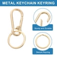 thumbnail image 4 of Llaveros de metal Uxcell, 5 piezas, clip de anillo de llavero, organizador de accesorios de llaves resistentes, dorado, 4 of 7