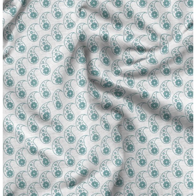 Soimoi Tissu Popeline de Coton Vert Imprimé Cachemire 1 Yard 42 Pouces de Large