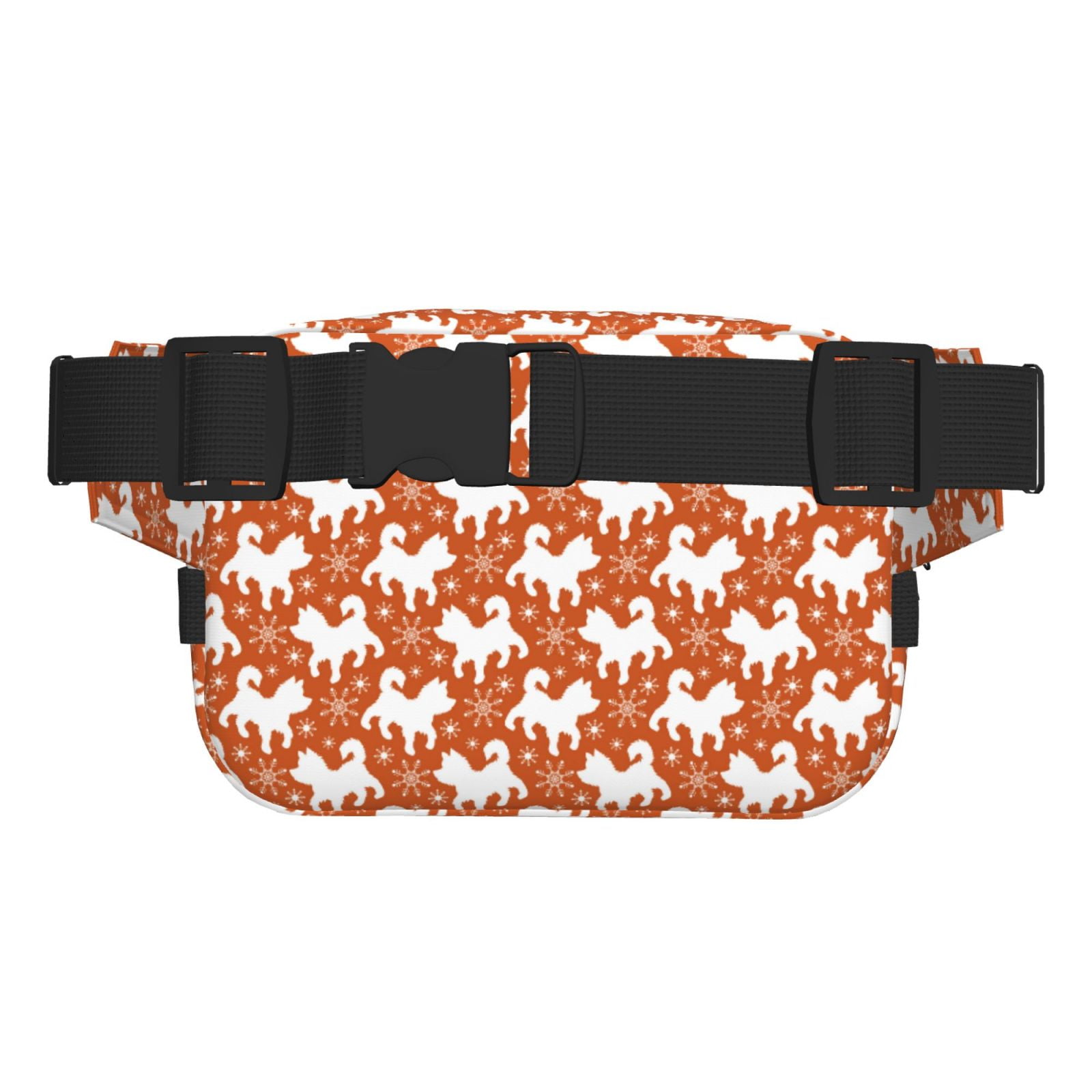 Picia Christmas Snowflake Dog Print Square Double-Layer Waist Bag Mini Adjustable Waist Belt Bag Exercise Running Travel Hiking