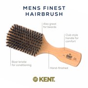 Kent OG2S Beechwood Soft Bristle Hair Brush and Facial Brush for Beard Care - Exfoliating Soft White Natural Boar Bristle Brush for Mens Grooming, Hair Care, and Beard Straightener for Men's Skin