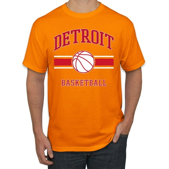 Wild Bobby City of Detroit DET Basketball Fantasy Fan Sports Men's T-Shirt, Orange, Small