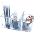 thumbnail image 3 of Makeup Brush Holder Organizer, 3 Slot Clear Acrylic Pen Pencil Holder, Desk Organizer, Large Capacity Cosmetic Brushes Storage Box, 3 of 5