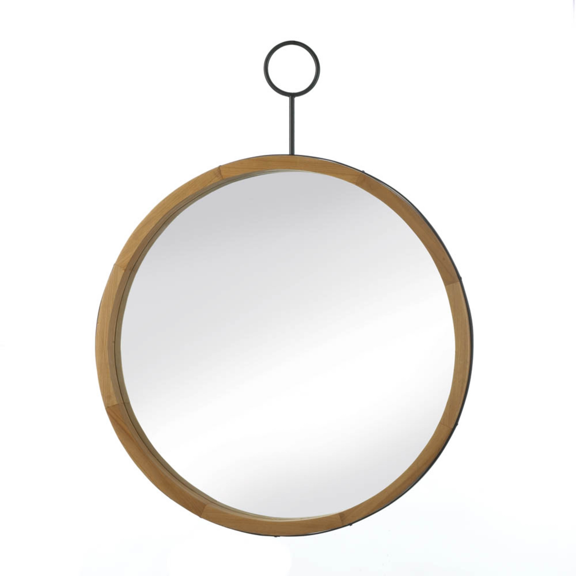 EVA ROUND WOOD MIRROR WITH HOOK