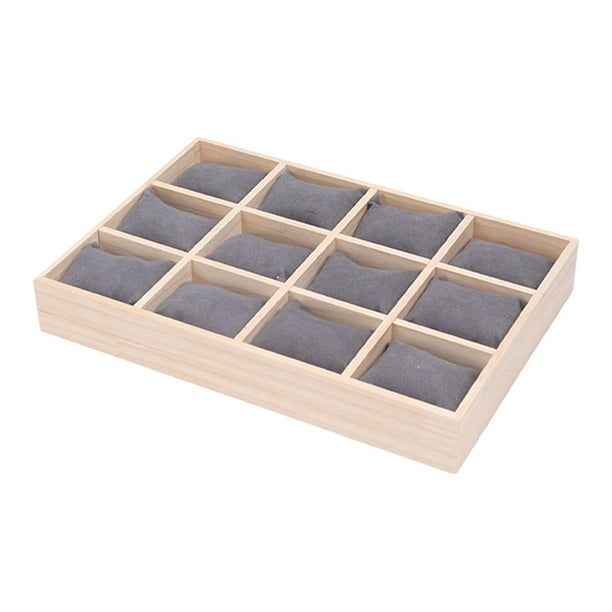 Caja de joyería para relojes, estuche multifuncional para relojes, regalo de San Valentín, 12 unidades Almohada gris