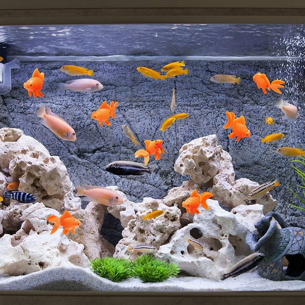 Amystore 30 Pieces Artificial Aquarium Fishes Plastic Fish Realistic Artificial Moving Floating Orange Goldfish Fake Fish Ornament Decorations For Aqu
