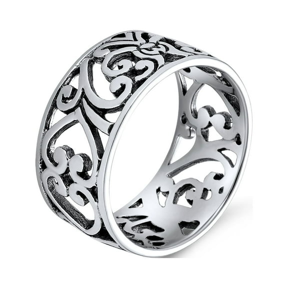 Bling Jewelry Womens  Fashion Silver Ring with Open Swirl Filigree Design