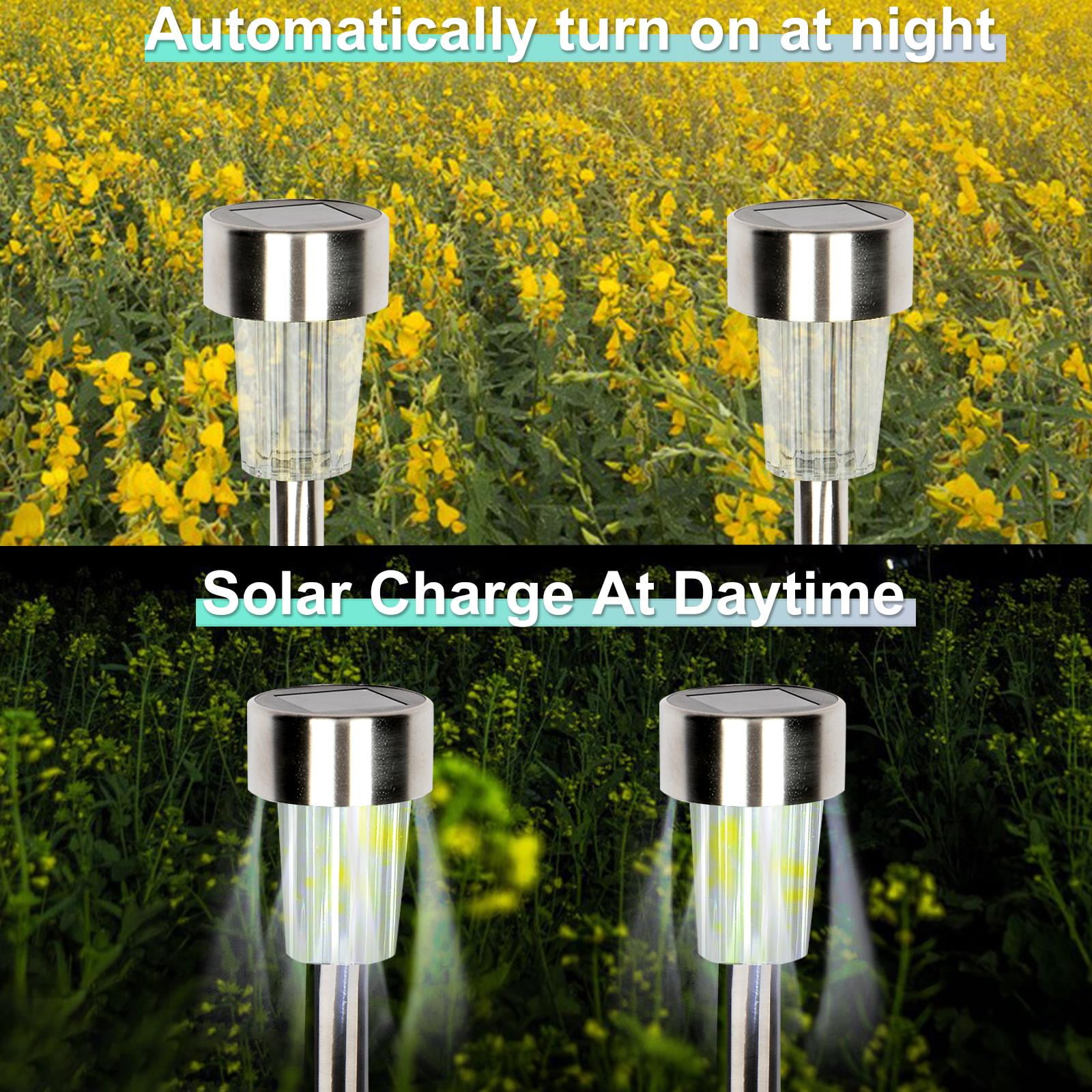 Enchanted Garden stainless steel finish solar accent lights 6 pack new in box
