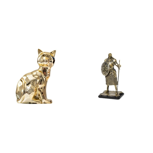 Luzkey Desktop Figurine Cat Statue Knight Figurine Art Ornament Decorative Sculpture Ceramic Resin Material Suitable for Gift Giving Office Decoration Home D