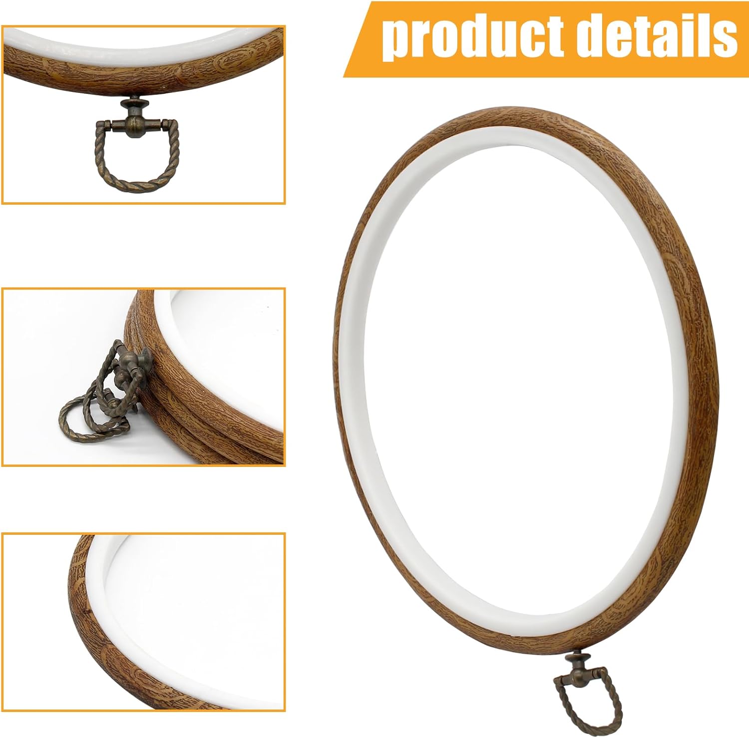 ABPETE 3Pcs 9 Inch Round Embroidery Hoops Imitated Wood Cross Stitch Hoop, Circle Display Frame for DIY Christmas Ornament, Art Craft Sewing