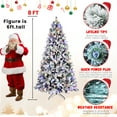 thumbnail image 2 of 8ft Pre-Lit Snow Flocked Christmas Tree with 470 Multicolor 10-Function LED Lights, Artificial Holiday Xmas Tree w/1793 PVC Tips, Metal Stand and Hinged Branches, 2 of 9