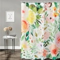 thumbnail image 6 of Dznils Boho Floral Fabric Shower Curtain, Modern Bathroom Curtain with 12 Hooks, 72" x 72", White, 6 of 13