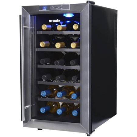 Thermoelectric Wine Cabinet - NewAir 18-Bottle Thermoelectric Wine Refrigerator, Stainless Steel and Black