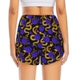 thumbnail image 2 of Lsque Golden Snake And Purple Rose Printed Women's Running Shorts with Liner Pockets,Elastic Quick Dry Workout Athletic Gym Yoga Shorts,Womens High Waist Shorts-Large, 2 of 9