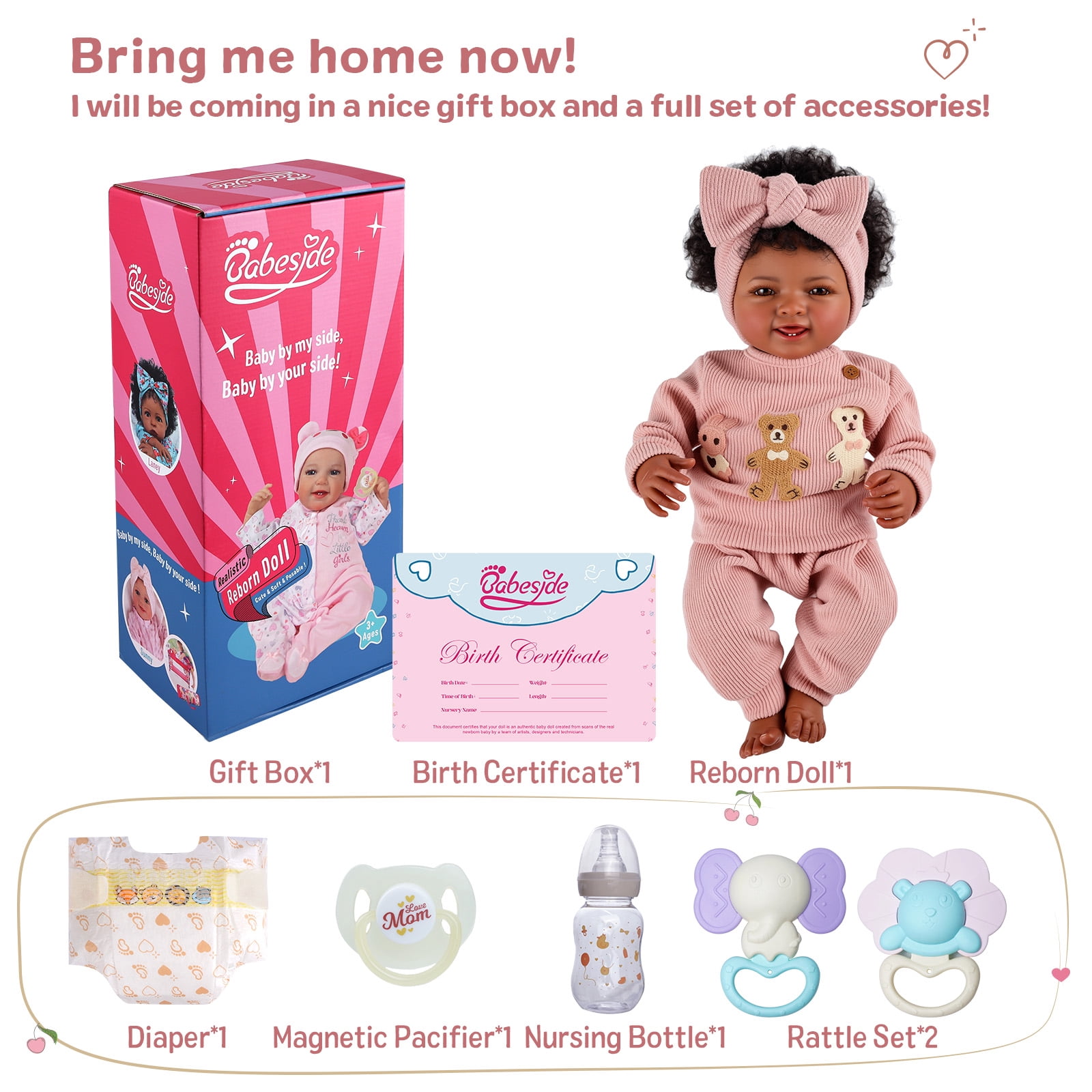 BABESIDE 20 Inch Reborn Dolls Dolls Handmade Dolls with Soft Cloth Body for Kids Age 3+