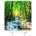 thumbnail image 3 of Nature Forest Waterfall Shower Curtain – Rainforest Natural Landscape – Green Trees, Sunshine, Tropical Jungle, Mossy Rocks – Summer Scenery Fabric Decor – Create a Tranquil Green Retreat in Your, 3 of 3