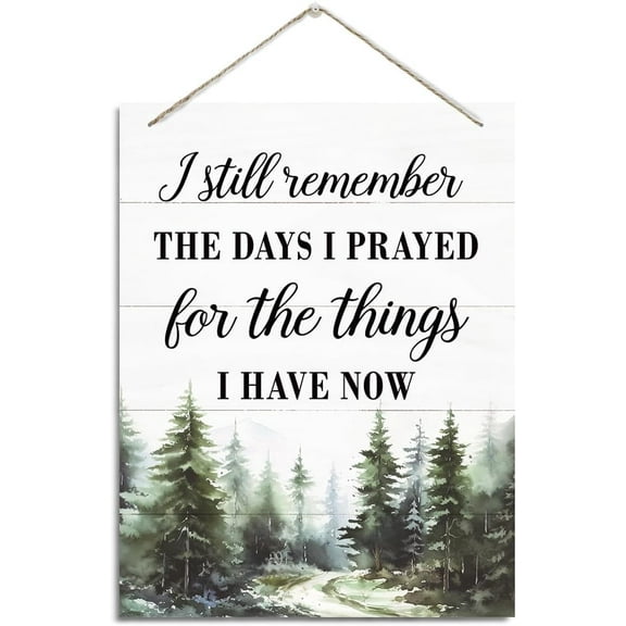 Christian Decor, I Still Remember the Days I Prayed for the Things I Have Now Hanging Wood Plaque Sign, Farmhouse Christian Wall Art, Religious Home Decor, Christian Wood Sign 5x10 Inch
