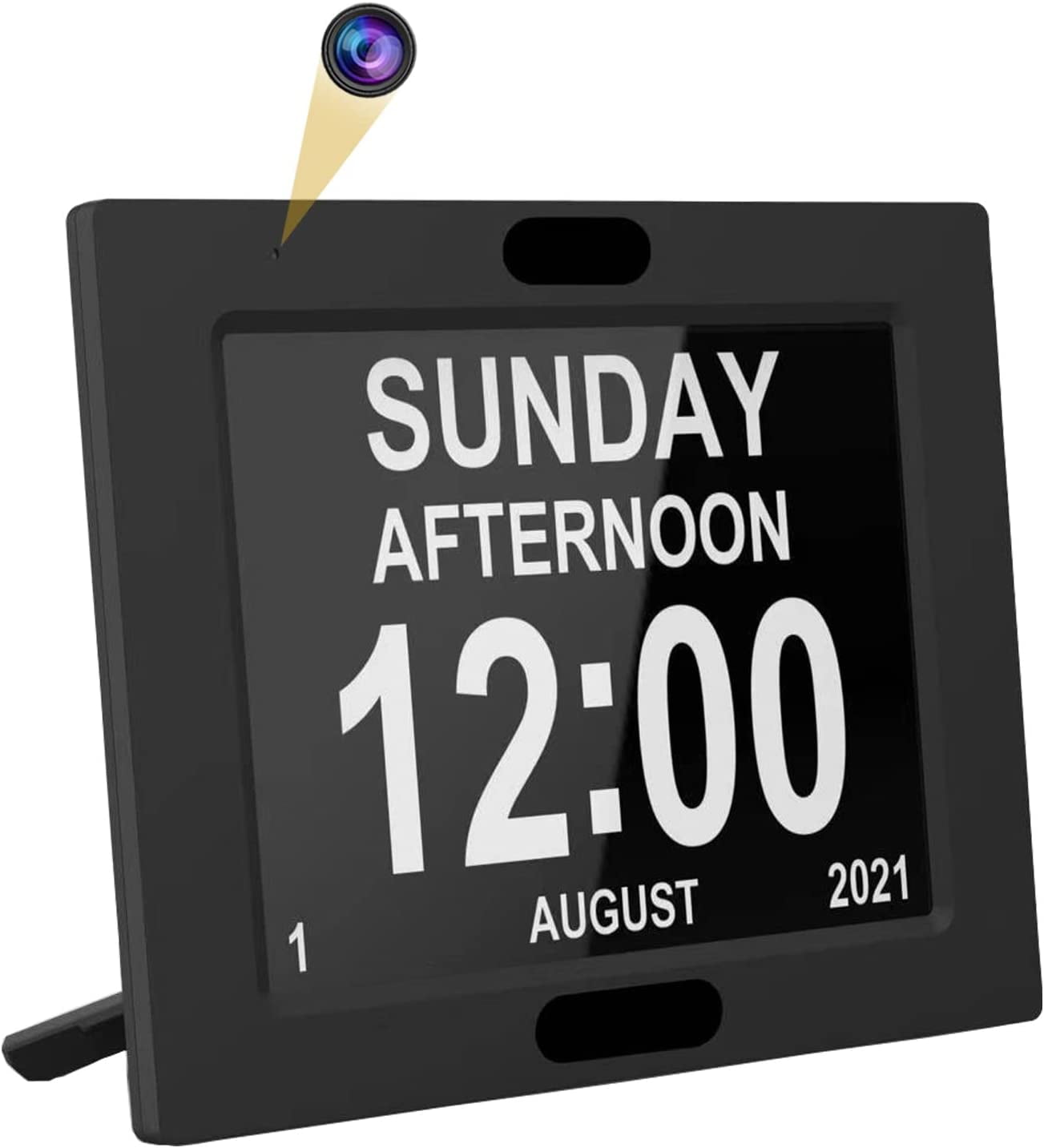 2K Hidden Camera 8'' Digital Photo Frame Calendar Alarm Clock Spy