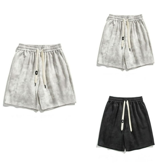 FRSASU Men's Waffle Sweat Shorts Elastic Waist Drawstring 6'' Inseam Casual Gym Athletic Workout Shorts with Pockets (M-5XL) White