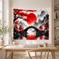 thumbnail image 5 of Upper Portion Traditional with Stone Arch Bridge, Serene Japanese Inspired for Japanese Art Lovers, Wall Decor, Housewarming Gift, Tapestry Wall Hanging for Dorm and Living Room, 5 of 7