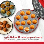 Holstein Housewares 12-Count Cakepop Maker, with Non-Stick Plates & Indicator Lights – Bakes 12 Sweet or Savory Pops Fast, Perfect for Birthday Treats & Holiday Party Snacks, Red