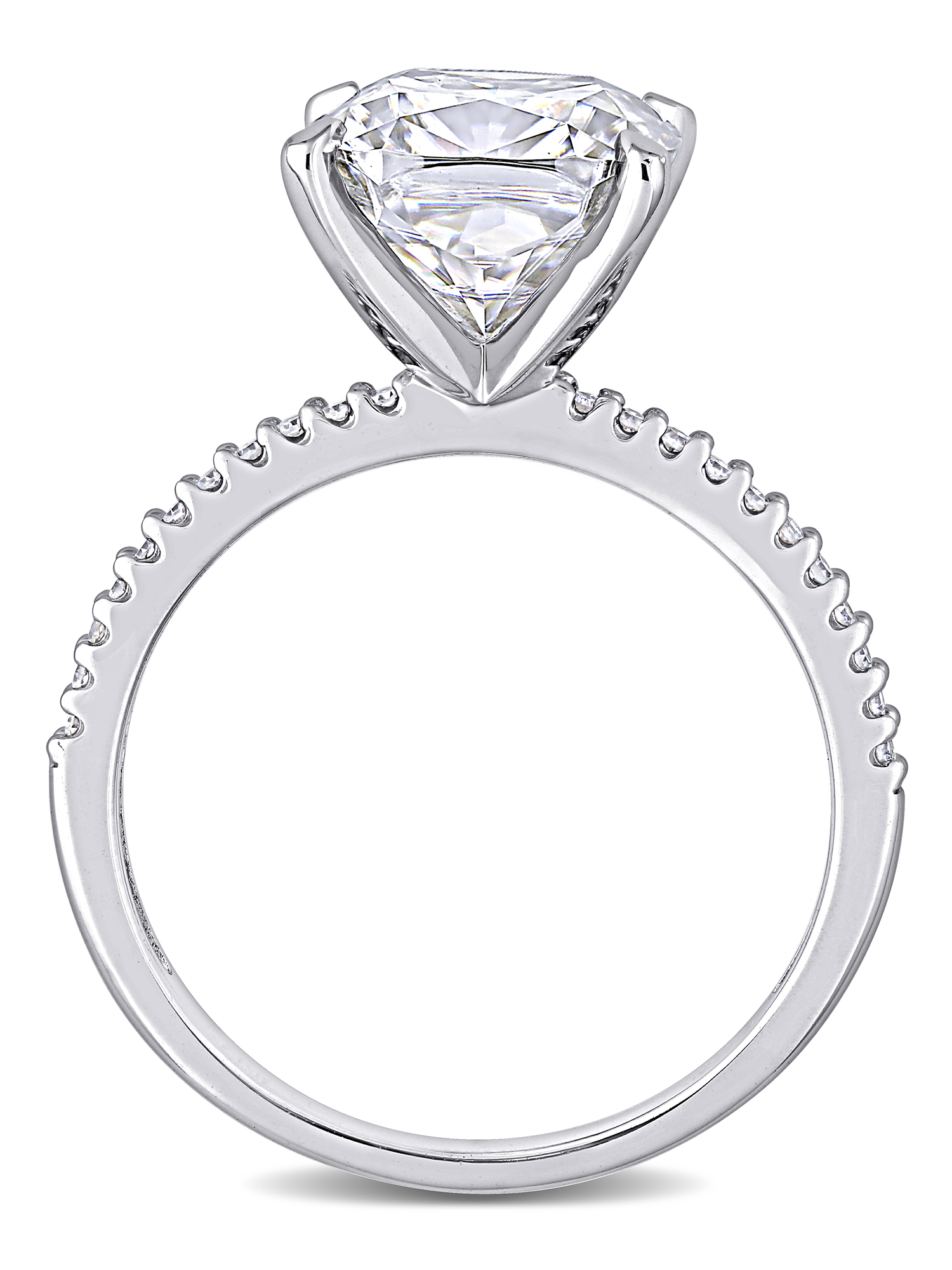 Everly Women's Created Moissanite and Diamond White Gold Engagement Ring