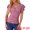 Gray Purple, variant on Women's Stylish V Neck Cinched Waist Ruffle Sleeve Blouse S Dark Blue