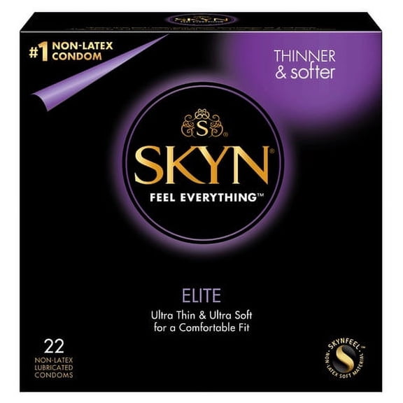 Lifestyles SKYN Elite   Brass Lunamax Pocket Case, Premium Lubricated NON-LATEX Polyisoprene Condoms-22 Count