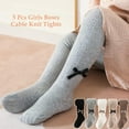thumbnail image 2 of Baby Toddler Girl's Tights 3/4/5 Pack Cable Knit Leggings Little Girls Seamless Stockings Bows Cotton Pantyhose, 2 of 7