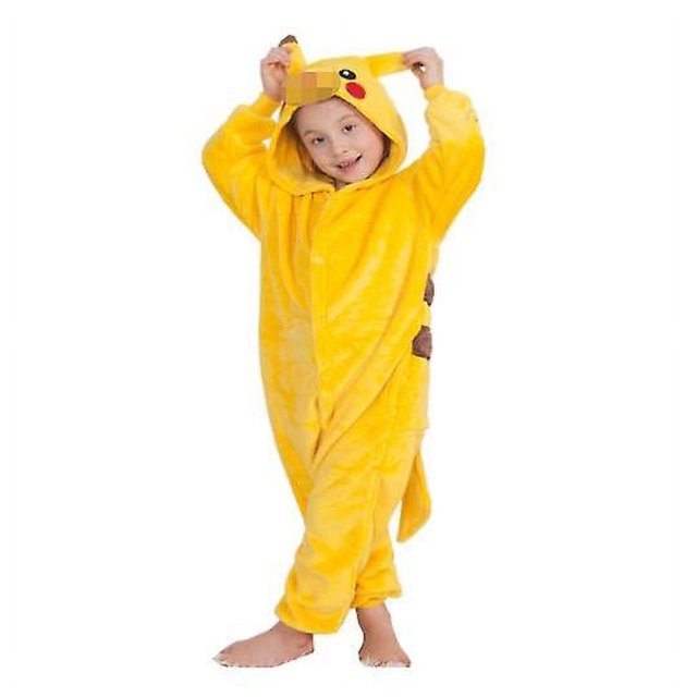 130 Franela De Otoño E Invierno/Pijama De Una Pieza Para Niños Tela Engrosada-pikachu