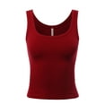 thumbnail image 1 of A2Y Women's Heavyweight Solid Double Scoop Neck Rib Cropped Tank Top Red M, 1 of 4