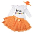 Girls Fall Outfits Kids Outfit Pumpkins Letters Prints Romper Skirt