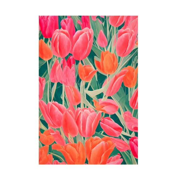 Canvas Wall Art - Treechild 'Pink Tulips' Wall Art for Living Room, Bedroom, or Office D?cor by Trademark Fine Art - 12 x 19 Inches
