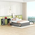 thumbnail image 2 of Aukfa Platform Bed with Trundle Bed and Drawers, Full Size Bed Frame with Integrated Rolling Desk and Shelf, Wood - Gray, 2 of 8