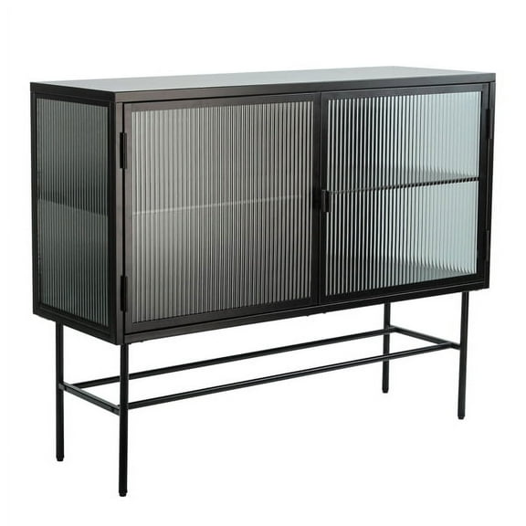 Knocbel Modern Console Table Simple Design Sideboard Storage Cabinet with Detachable Shelves for Bathroom Dining Room Entryway Living Room, 15.7"D x 43.3"W x 35.9"H Black