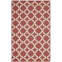 Modway Cerelia 108x143.5" Moroccan Trellis Fabric Area Rug in Red and Beige