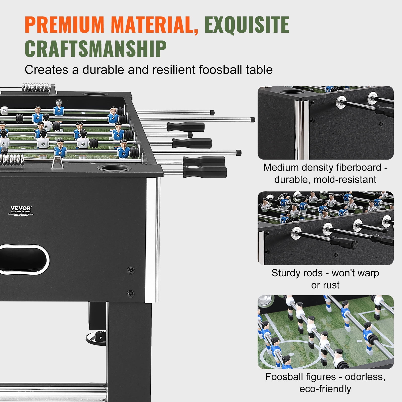 KFFKFF 55" Foosball Soccer Game Table Foosball Table Standard Size for Home