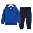 thumbnail image 2 of Ramiter Boys' Clothing&nbsp;Sets Boys Clothes Long Sleeve Hoodie Sweatshirts and Sweatpants Set 2 Piece Fall Winter Boys Hoodies Size(Dark Blue,7-8 Years), 2 of 6