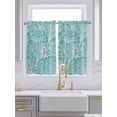 thumbnail image 2 of Tier Curtains 45 Inches Long, Teal Coral Coastal Window Treatment Curtain Drapes, Ocean Nautical Seaside Beach Window Half Privacy Curtains for Bedroom Bathroom, 42"x45", 2 Panels, 2 of 7
